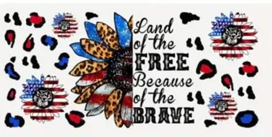 Land of The FREE Because Of the BRAVE -Rainbow Shimmer Colorful Haze Glass Tumbler (Blue)