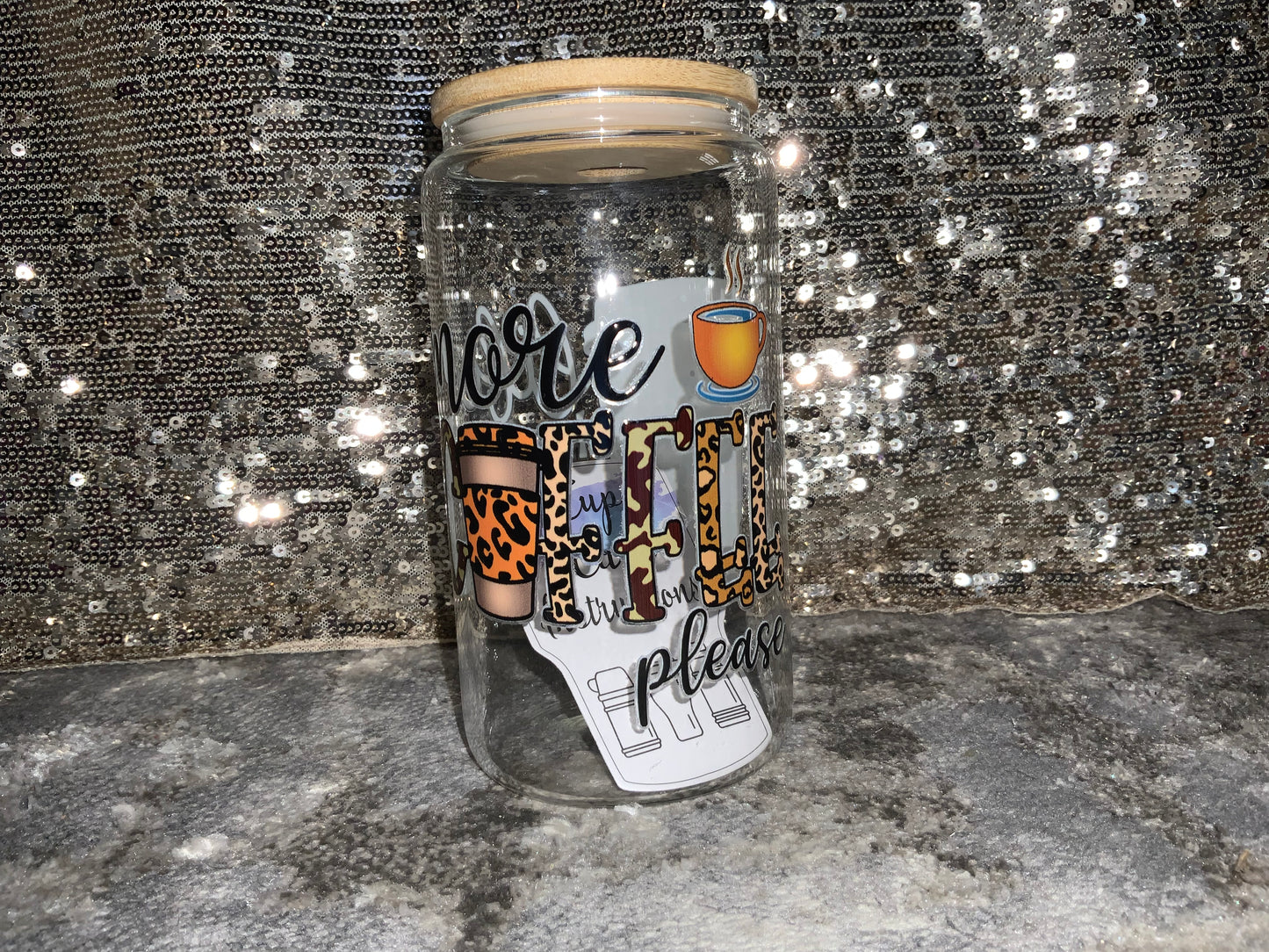 Life happens COFFEE helps more Coffee please -Clear 16oz Glass Tumbler