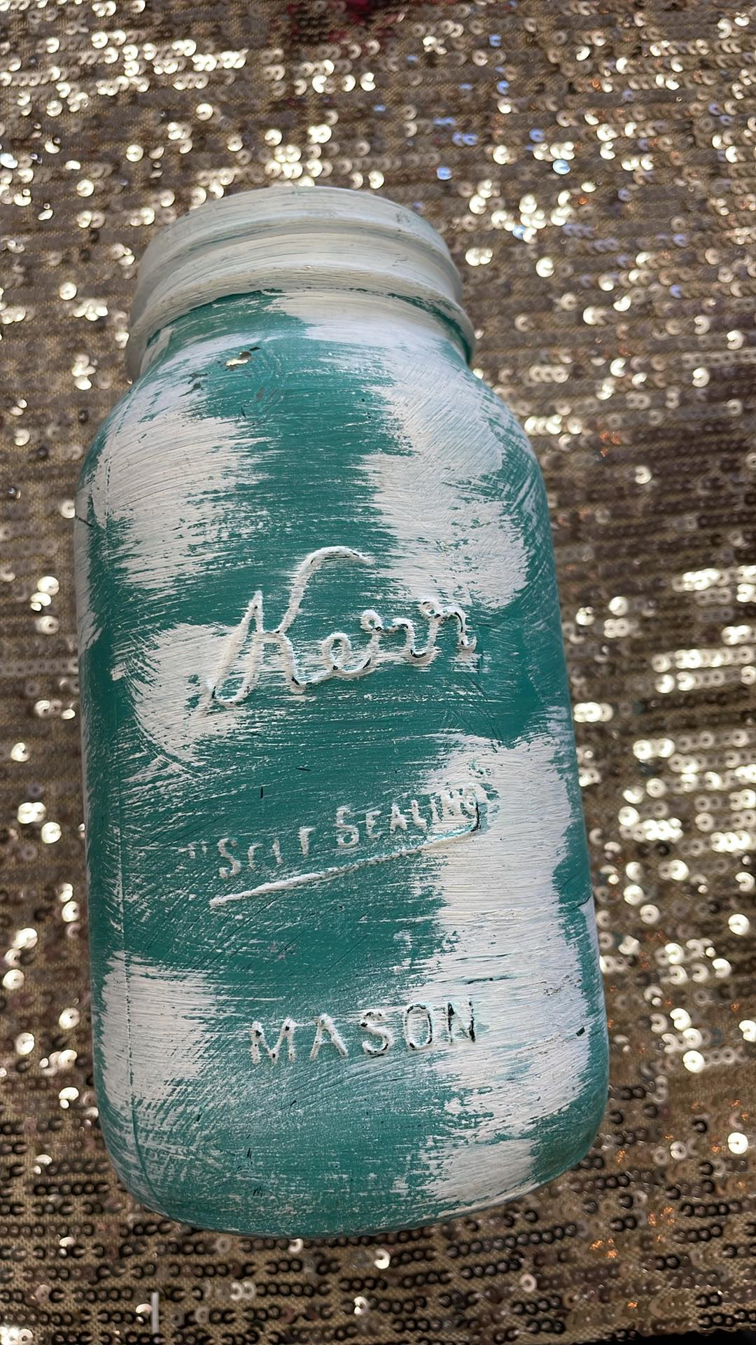 Blue & White Mason Jar