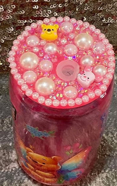 Whinnie the Pooh, Piglet, Eeyore Pink Plastic Tumbler with Lid Decorated