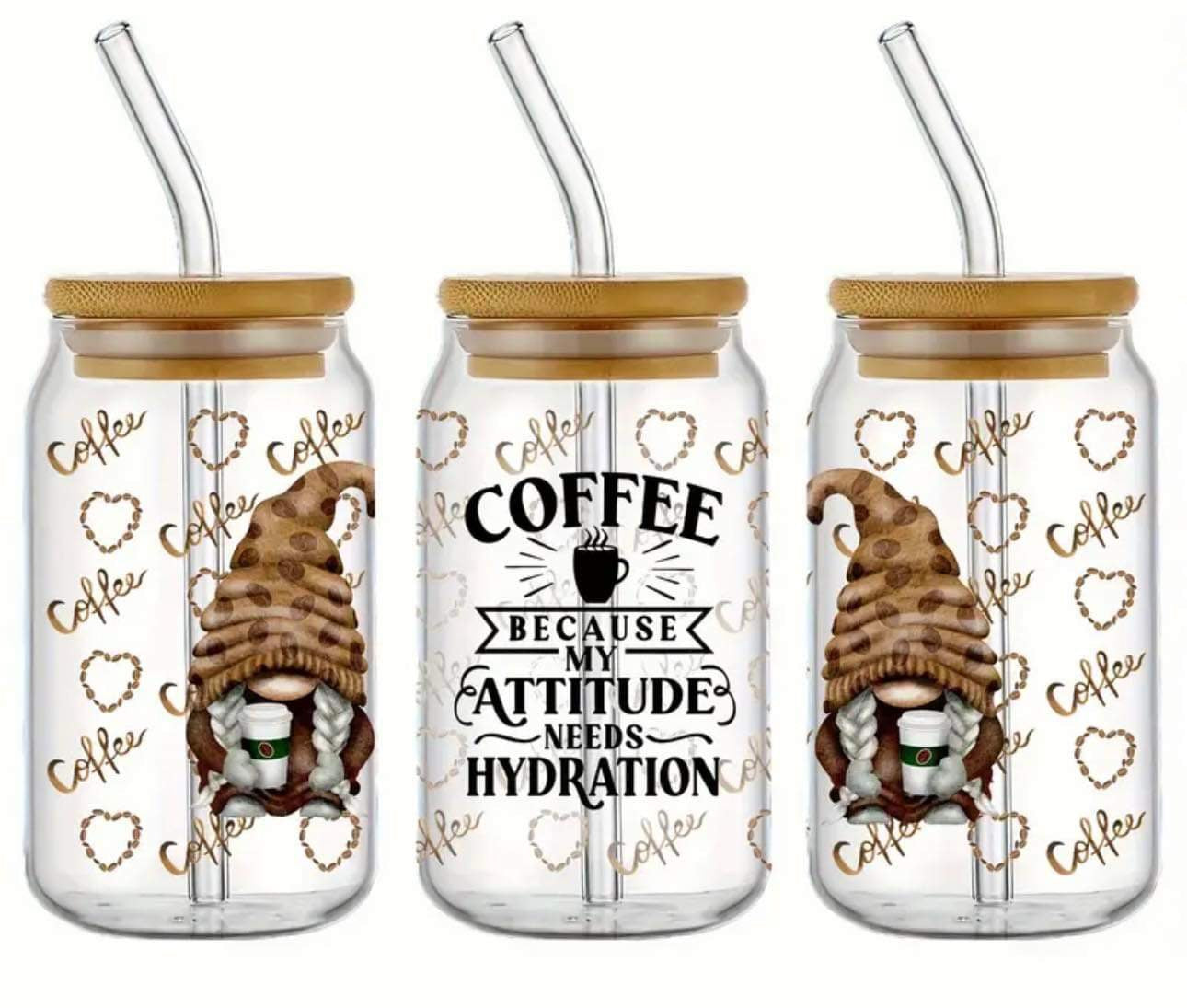 Coffee Because My Attitude Needs Hydration-Clear 16oz Glass Tumbler