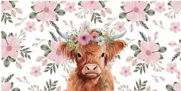 PINK FLOWERY COW -Rainbow Shimmer Colorful Haze Glass Tumbler (Pink)