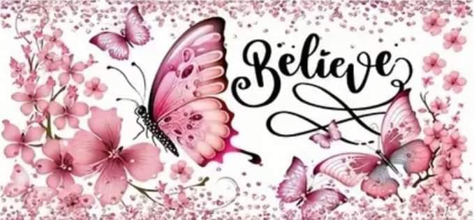 Believe Pink Butterfly -Rainbow Shimmer Colorful Haze Glass Tumbler (Pink)