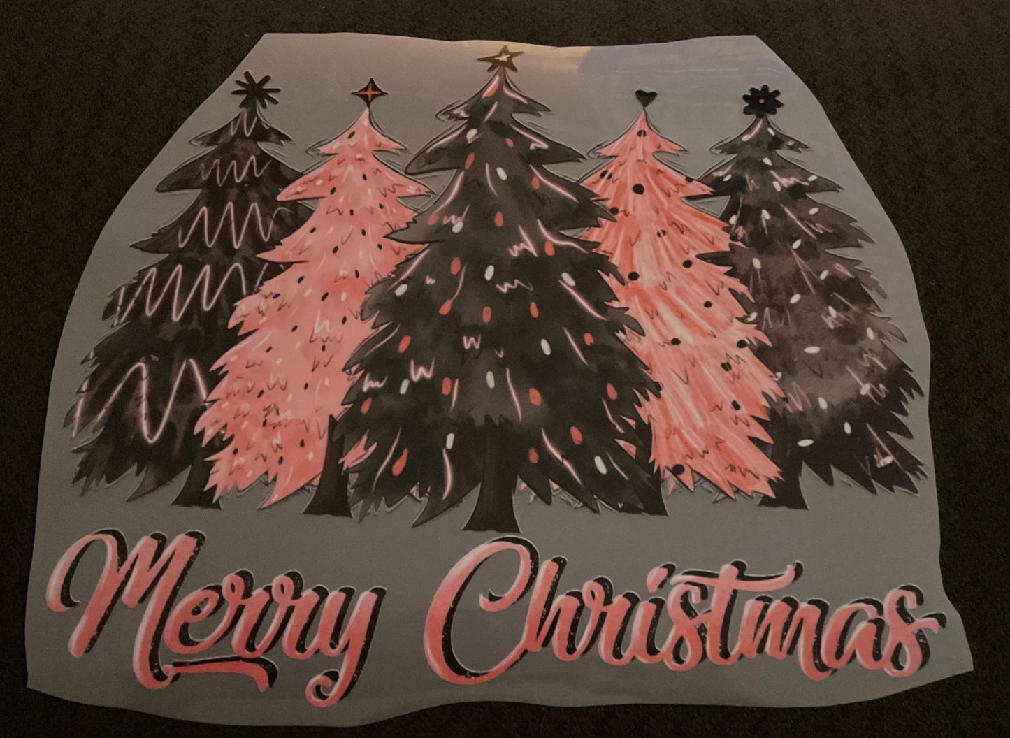 Merry Christmas – 5 Christmas Trees Pink & Black Christmas DTF Print