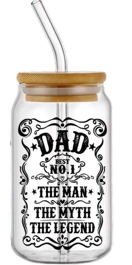 DAD, THE MAN, THE MYTH, THE LEGEND Deer Head -Rainbow Shimmer Colorful Haze Glass Tumbler (Green)
