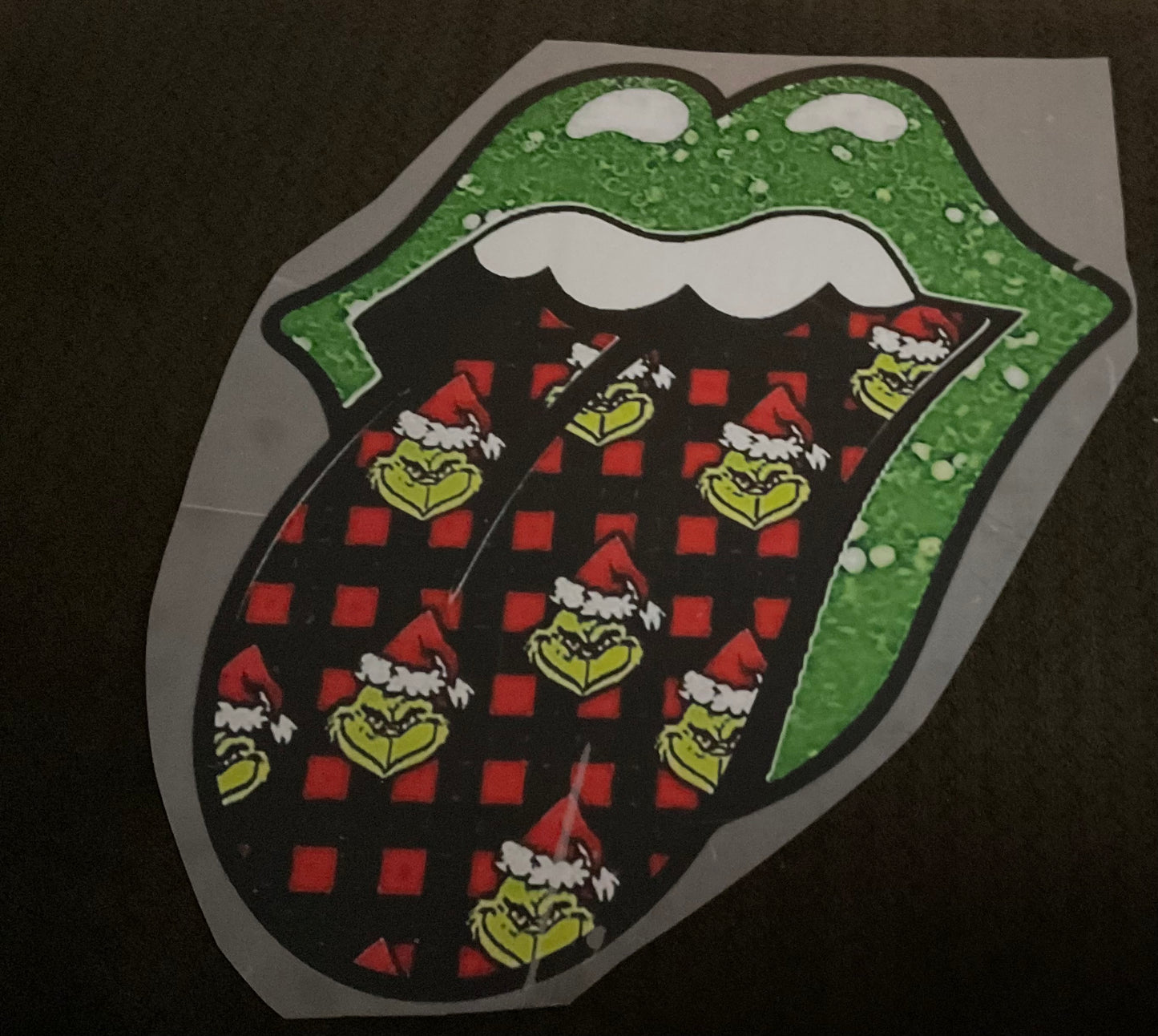 Tongue-Out Green Christmas Character Plaid DTF Transfer | Funny Holiday Shirt Print