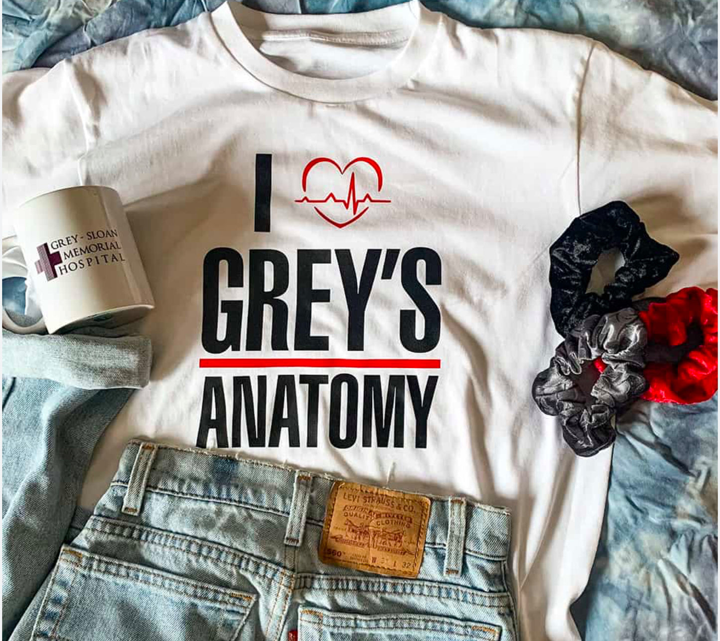 I LOVE(Heart with Heatbeat) GREY'S ANATOMY- SWEATSHIRT OR TSHIRT