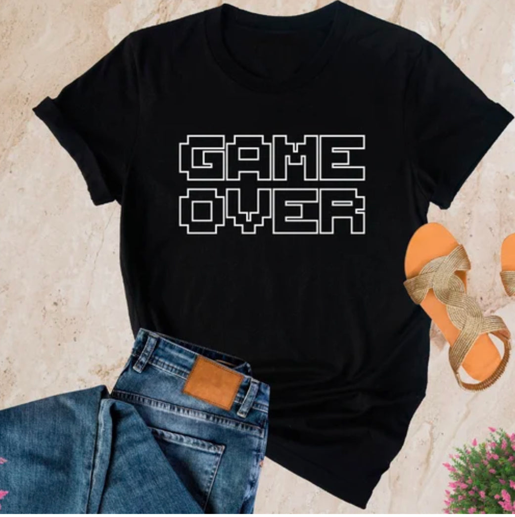 Game Over White Font -T Shirt