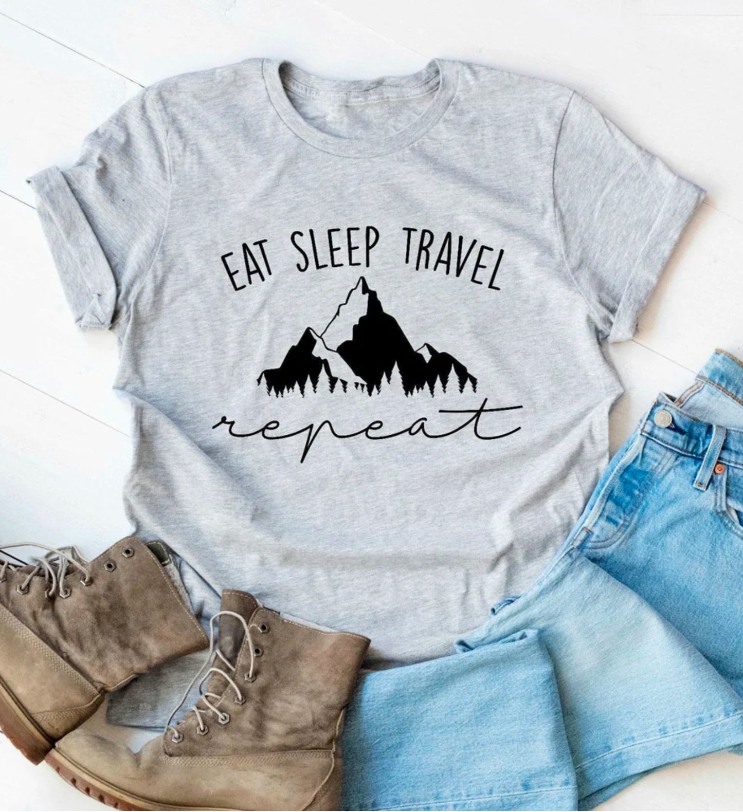 EAT SLEEP TRAVEL repeat mountains -T Shirt