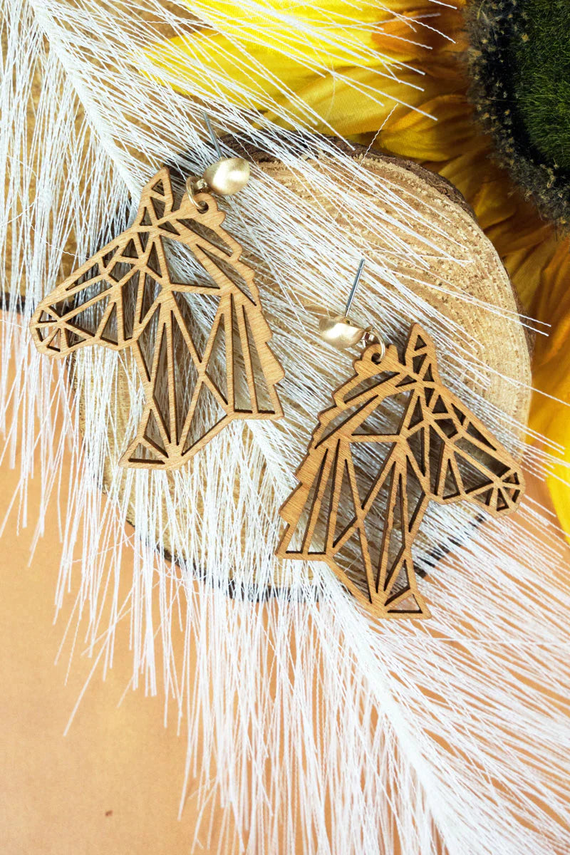 BROWN HORSE FILIGREE WOOD EARRINGS - That’s So Fletch Boutique
