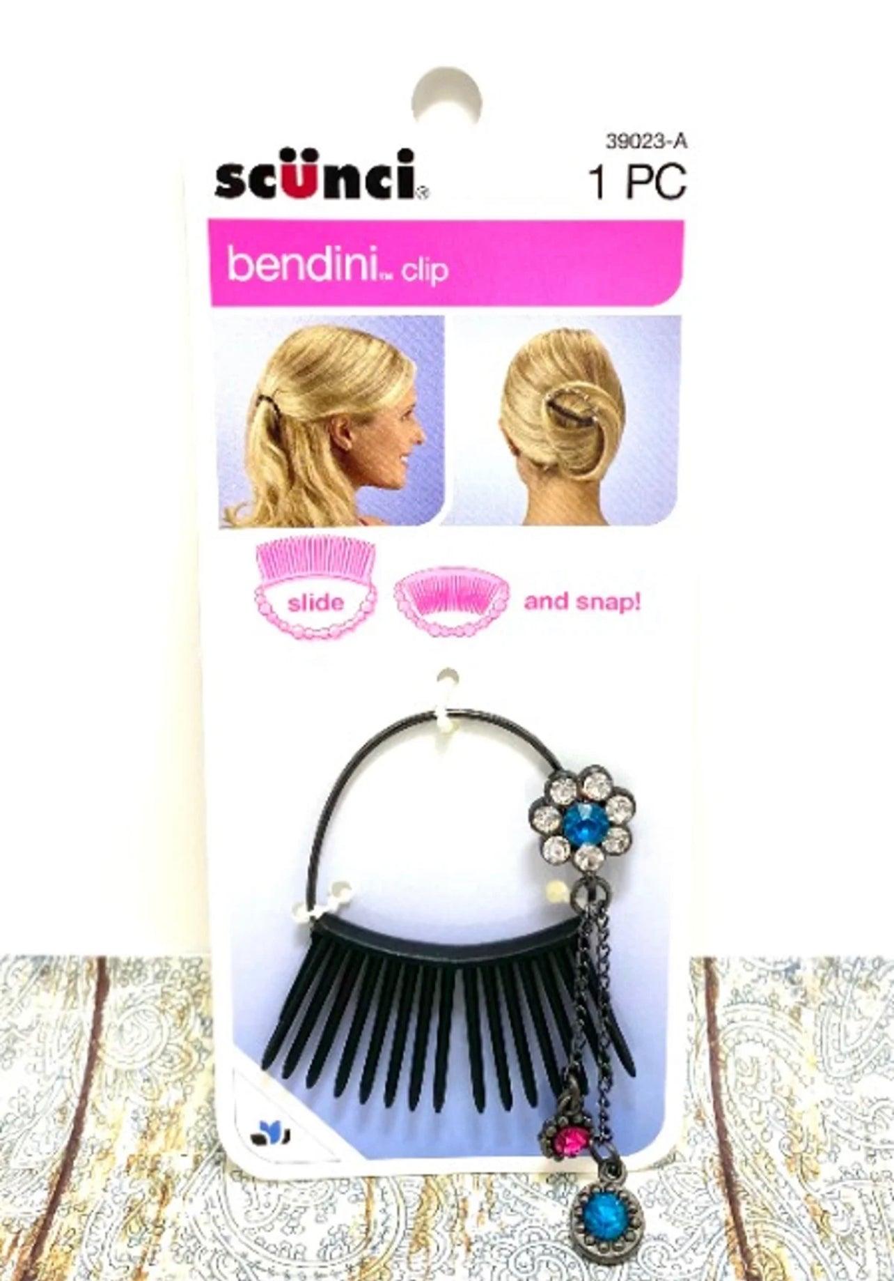 Scunci Bendini Clip Medium with Jewels Slide and Snap Pink and Blue - That’s So Fletch Boutique