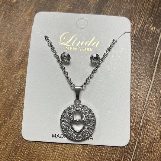 Heart Lock Necklace Earring Set - That’s So Fletch Boutique