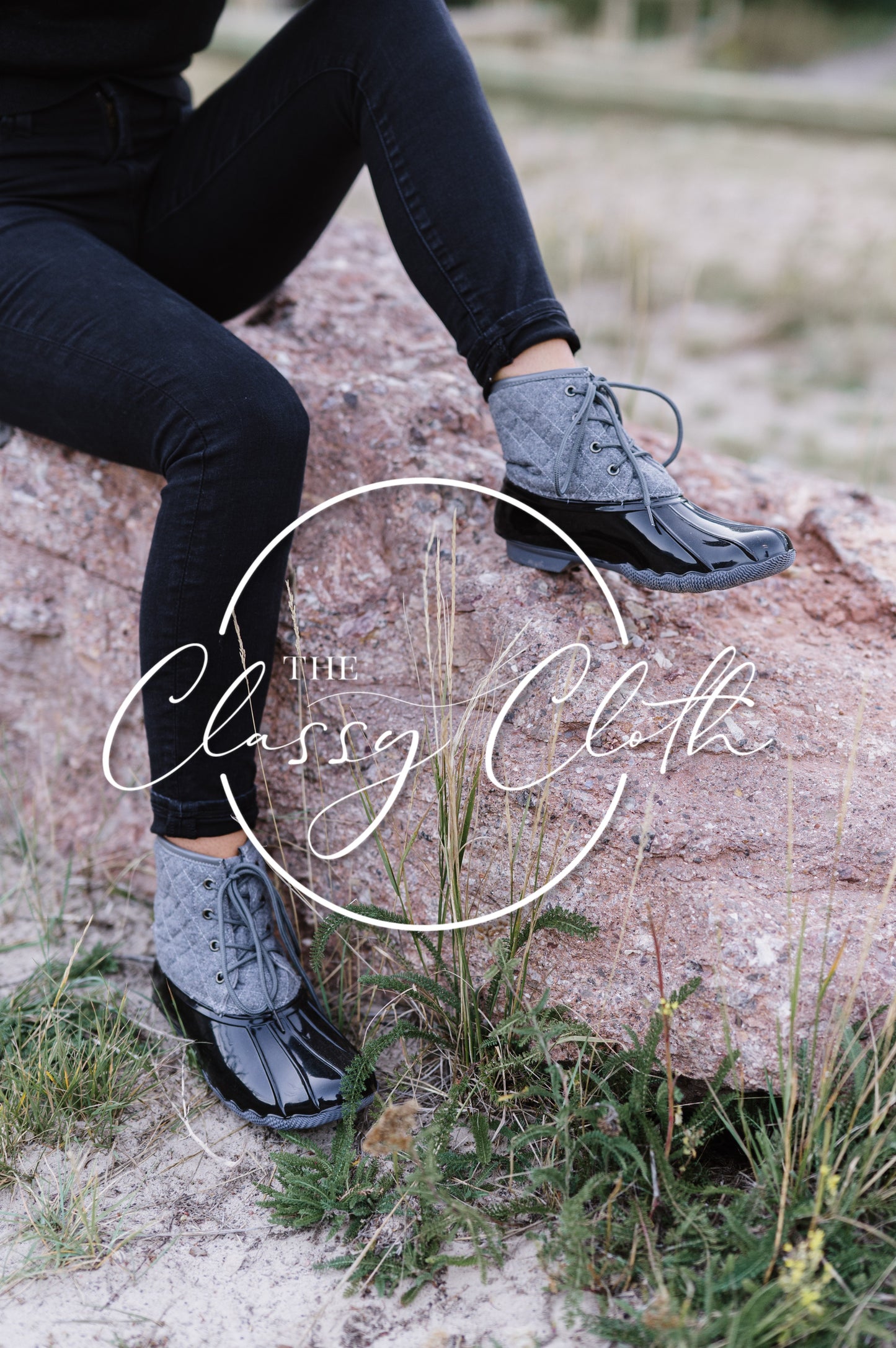 Size 8 Danielle Duck Boots - Grey Quilted RTS by The Classy Cloth WS