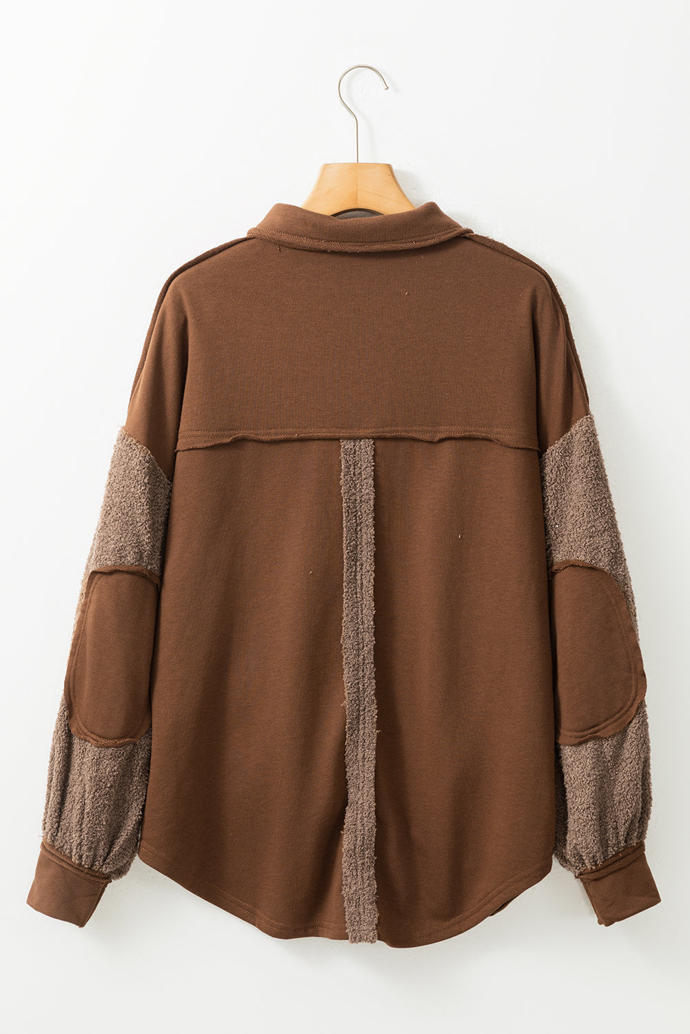 Chestnut Exposed Seam Elbow Patch Oversized Shacket