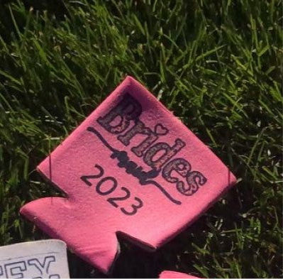 Pink and White Beer Koozie