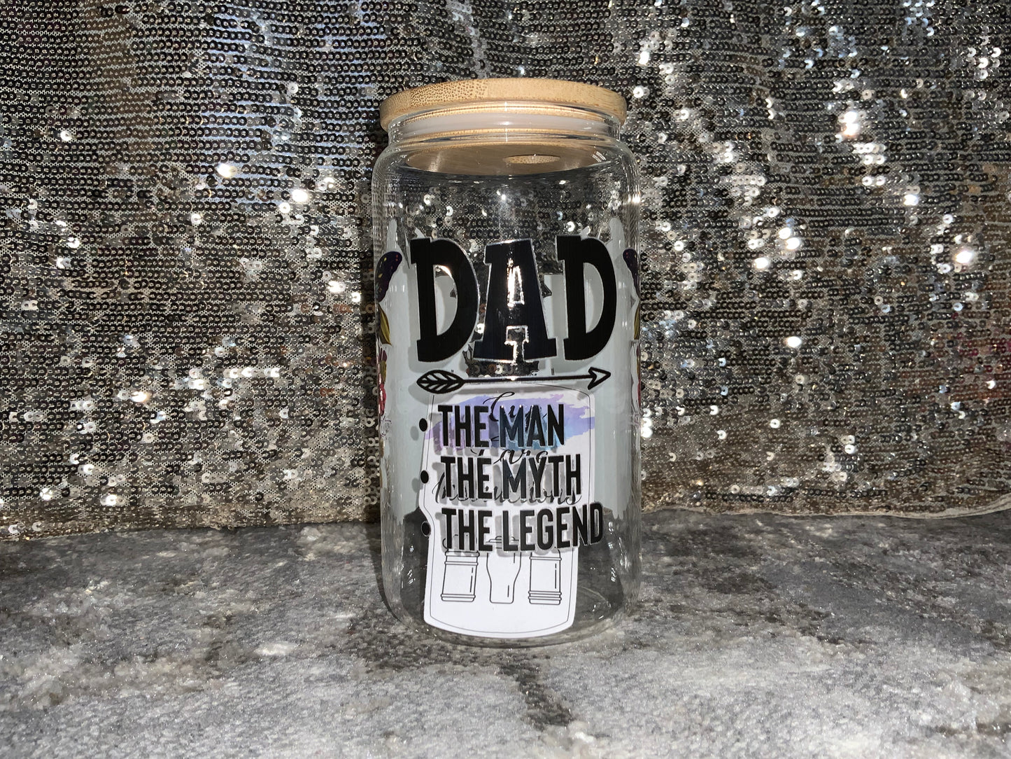 DAD -the man -the myth -the legend - Clear 16oz Glass Tumbler