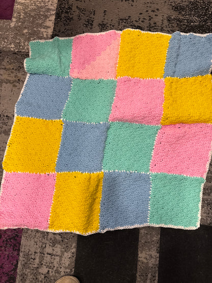 Handmade Crocheted Baby Blanket with Embroidery