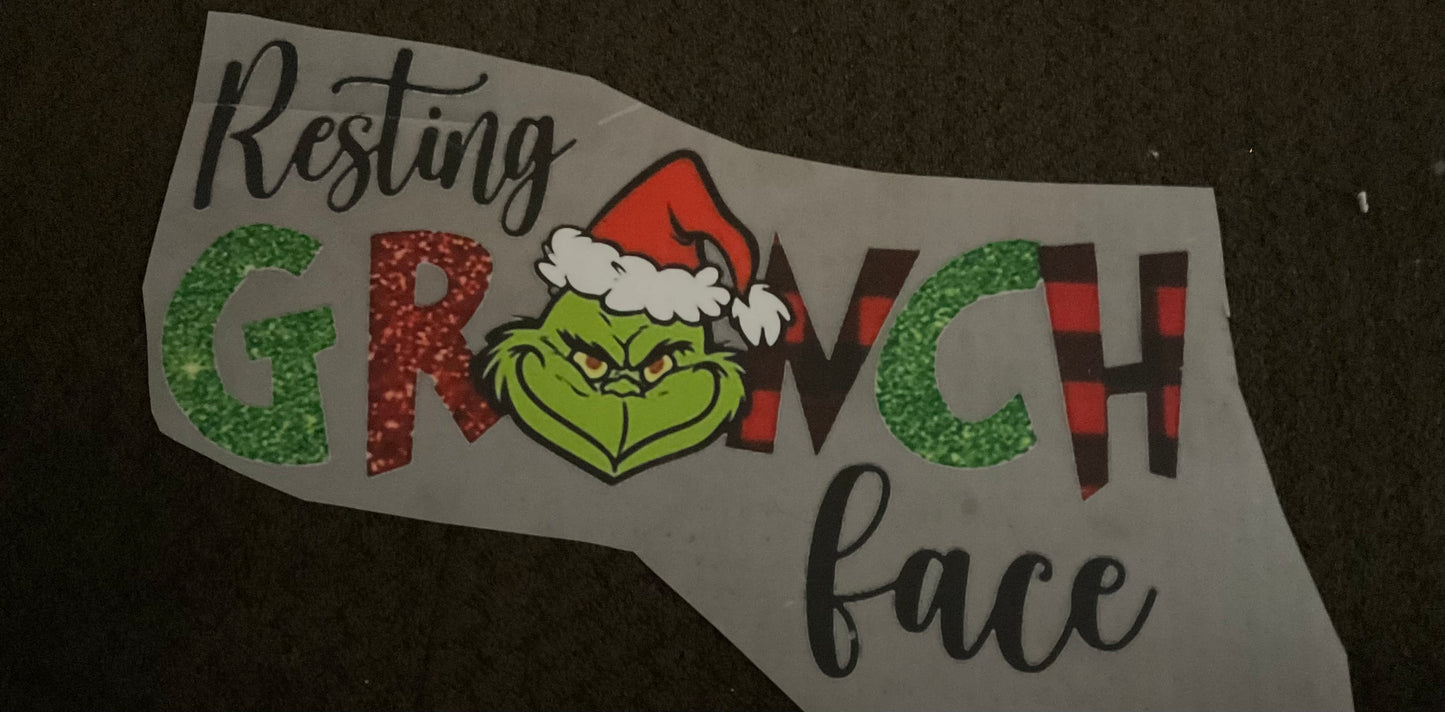 Resting GRINCH face Christmas DTF print