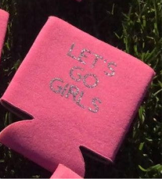 Pink and White Beer Koozie