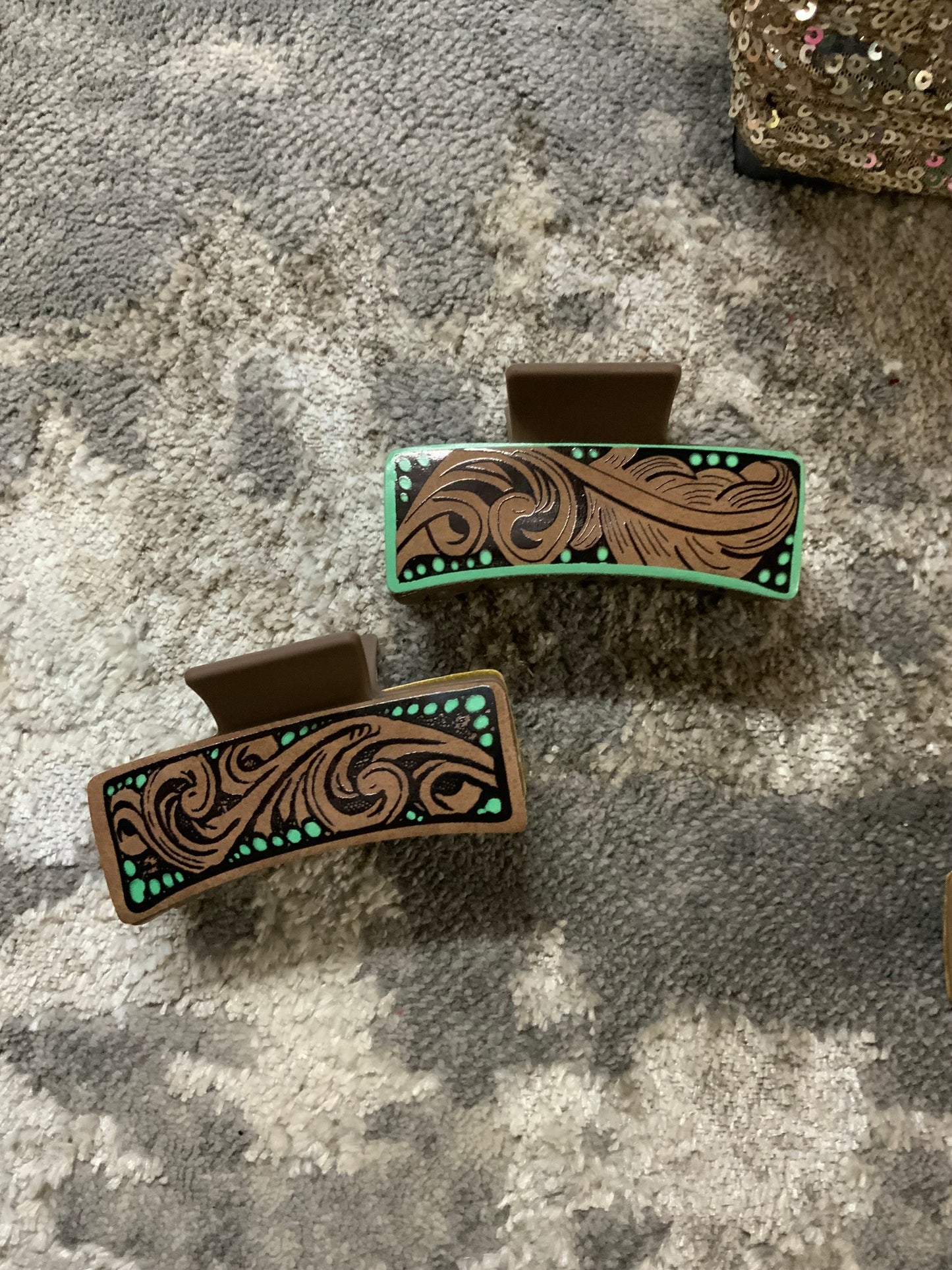 Elegant Western Tribal Print Leather Hair Clip