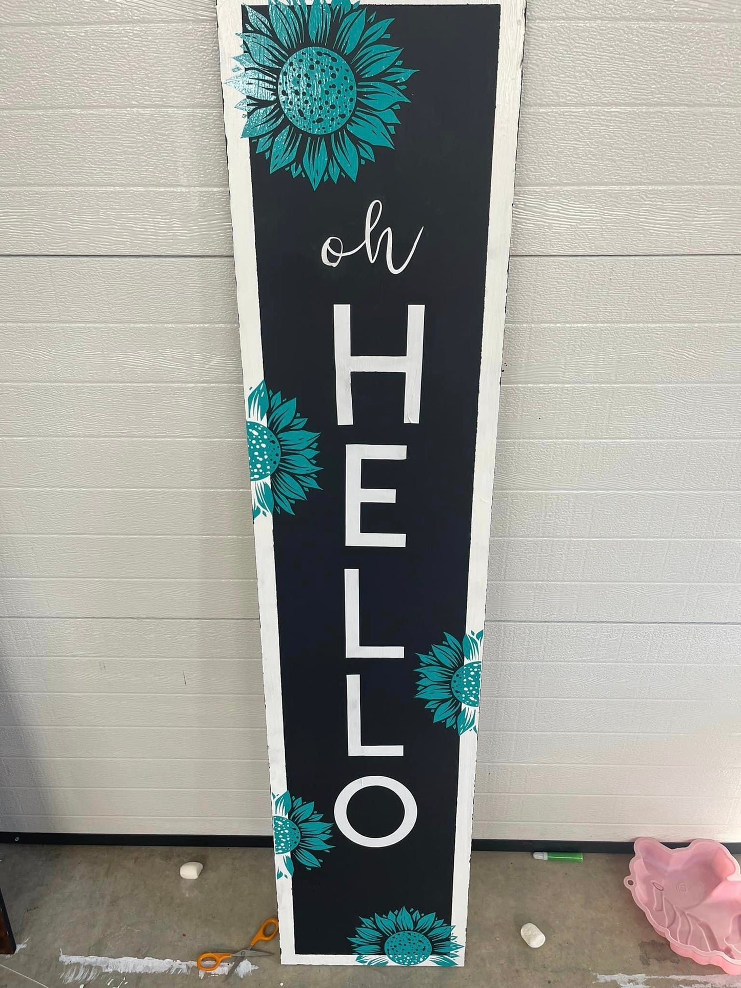 Front Porch Handmade Welcome Sign - 5 foot welcome sign - Crazy Dogs Sign - Beach House Sign - Welcome Sign with Wreath - Home Sweet Home Sign