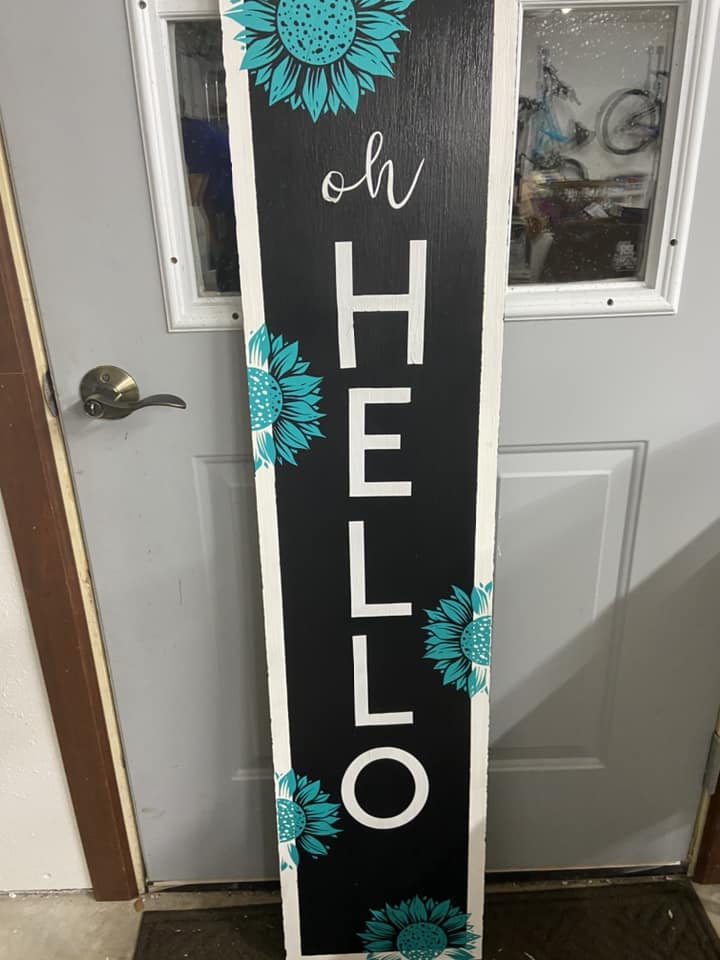 Front Porch Handmade Welcome Sign - 5 foot welcome sign - Crazy Dogs Sign - Beach House Sign - Welcome Sign with Wreath - Home Sweet Home Sign