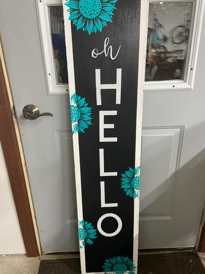 Front Porch Handmade Welcome Sign - 5 foot welcome sign - Crazy Dogs Sign - Beach House Sign - Welcome Sign with Wreath - Home Sweet Home Sign