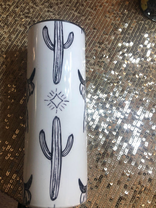 Cactus and Highkand Cow 20oz Straight Skinny Tumbler