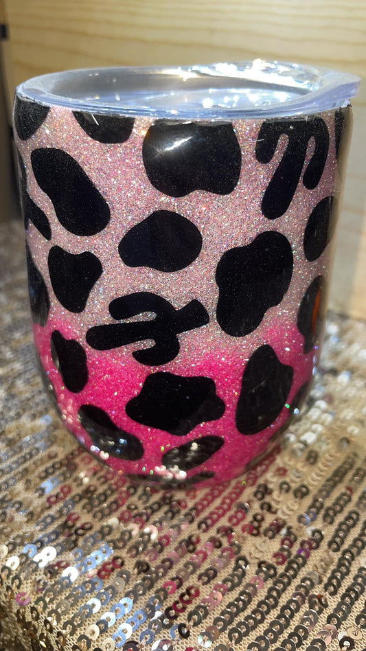 Cow print and cactus Resin Wine Tumbler