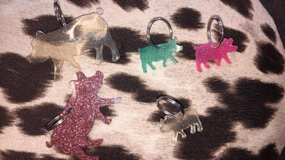 Pig and Piglets Resin Keychains