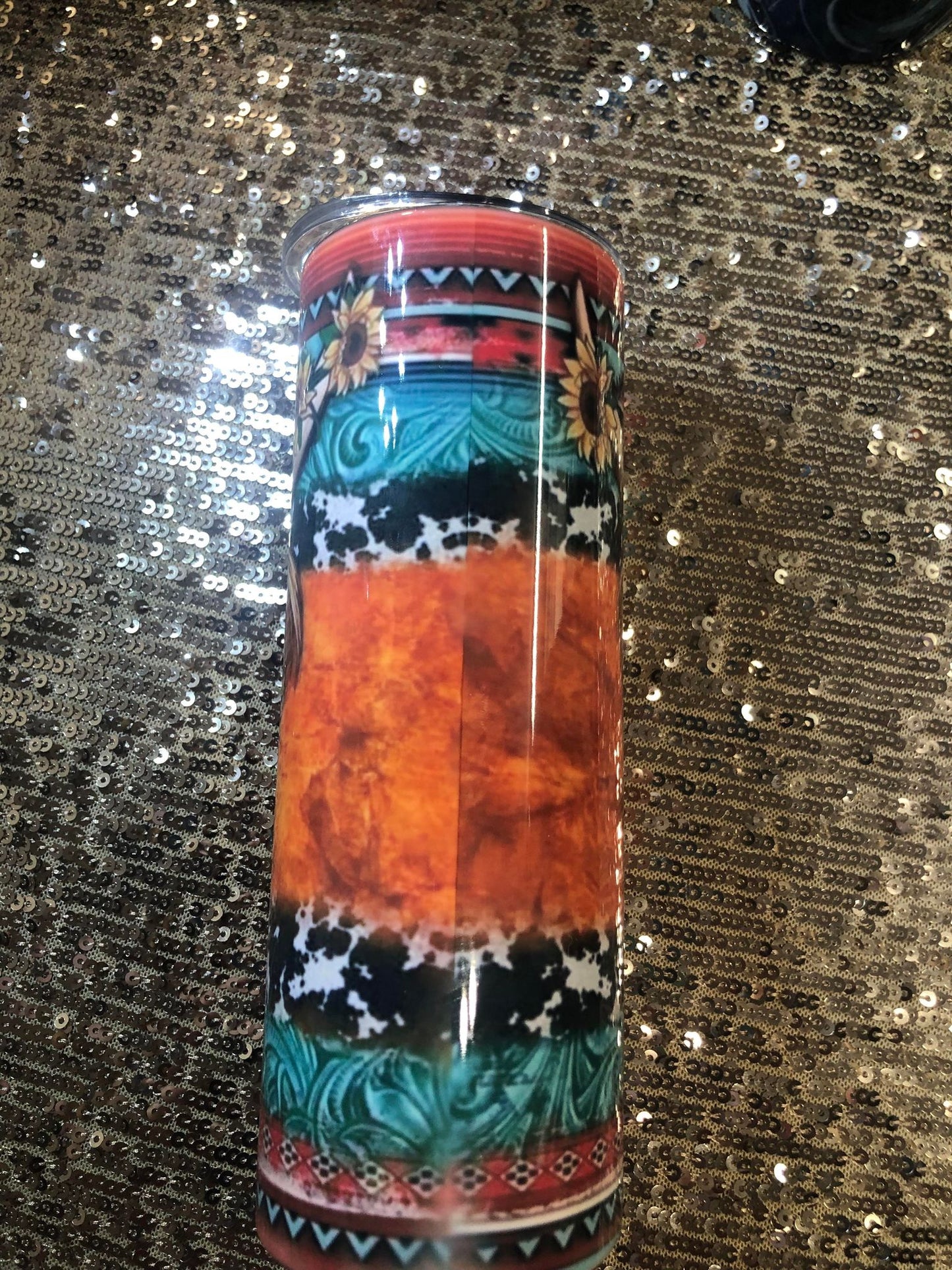 Highland Cow Aztec Pattern 20 oz Tumbler