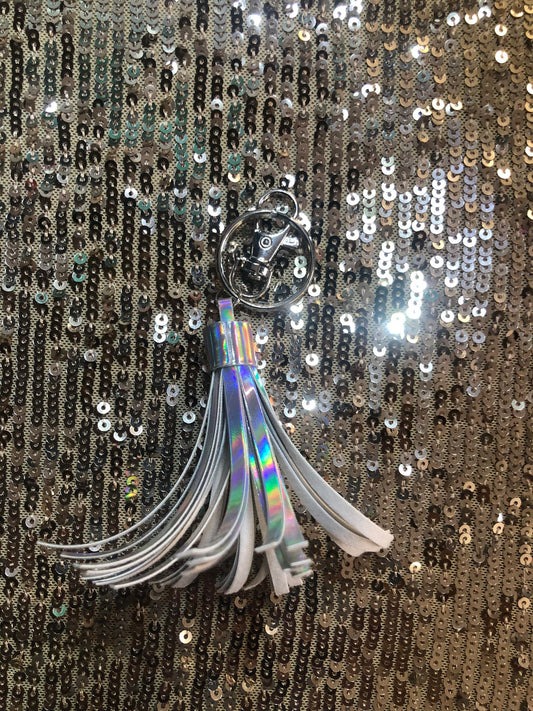 Metallic Pink and Silver Tassle Keychain