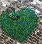 Green Emerald Glitter Heart Keychain