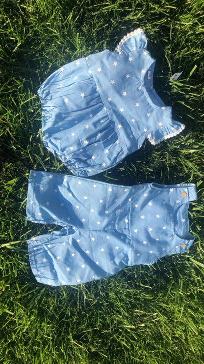 Baby Blue with White Stars Matching in Boys and Girls