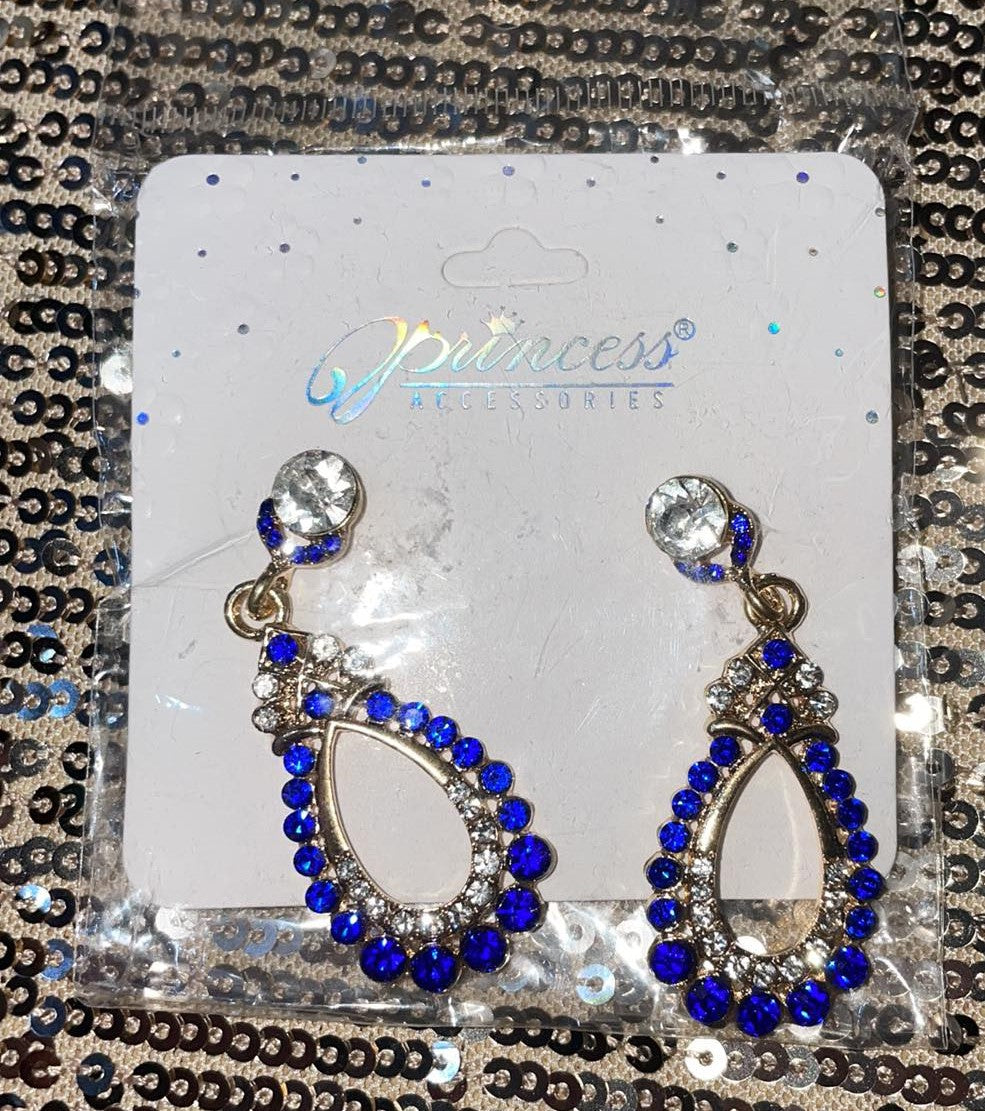 Princess Accessories Blue and White Dangly Earrings