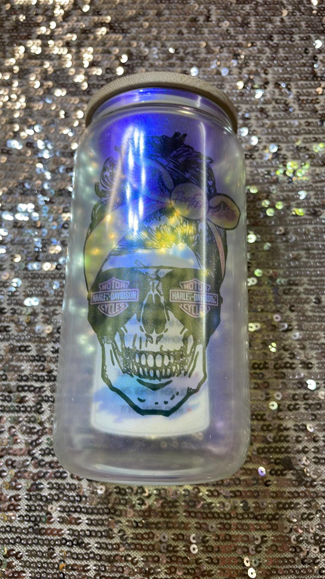 Harley Davidson Messy Bun Skeleton Tumbler