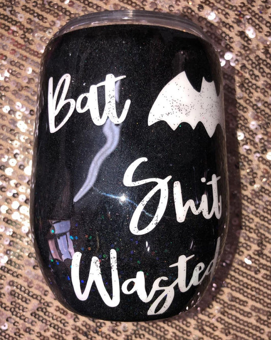 Halloween Bat S**t Wasted Resin Wine Tumbler