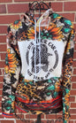 RUN YOUR CAR NOT YOUR MOUTH- SUNFLOWER-CHEETAH HOODIE Size Small