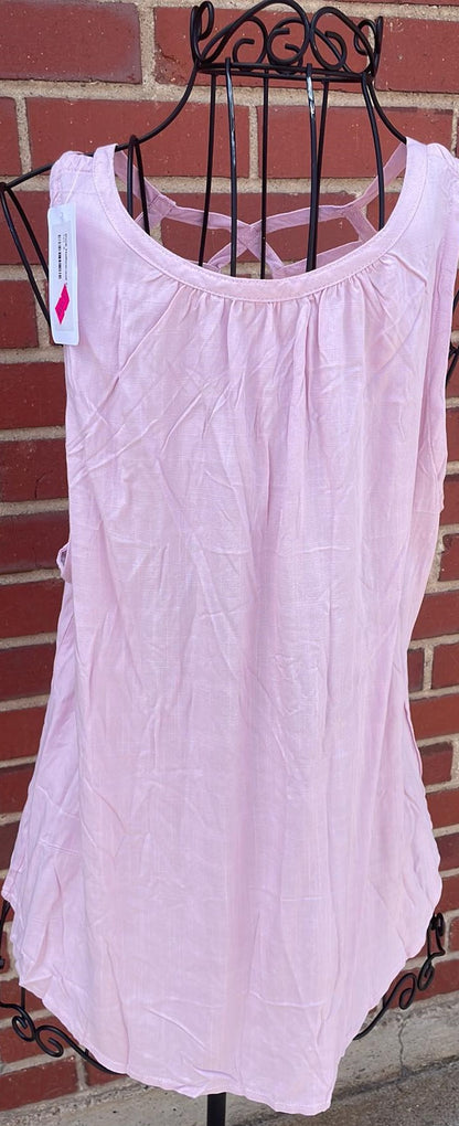 Light Pink Crisscross Flowing Tank Top-Size M