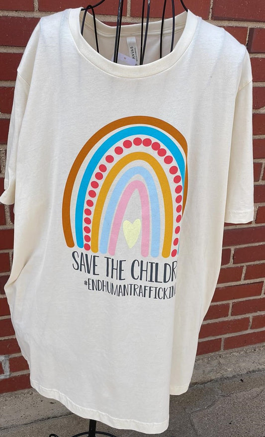 Rainbow Save The Children (#ENDHUMANTRAFFICKING)-XL Canvas TShirt