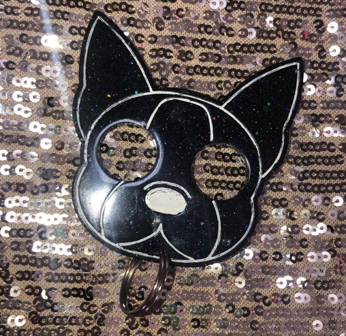 French Bulldog Self Defense Keychain-Black Glitter