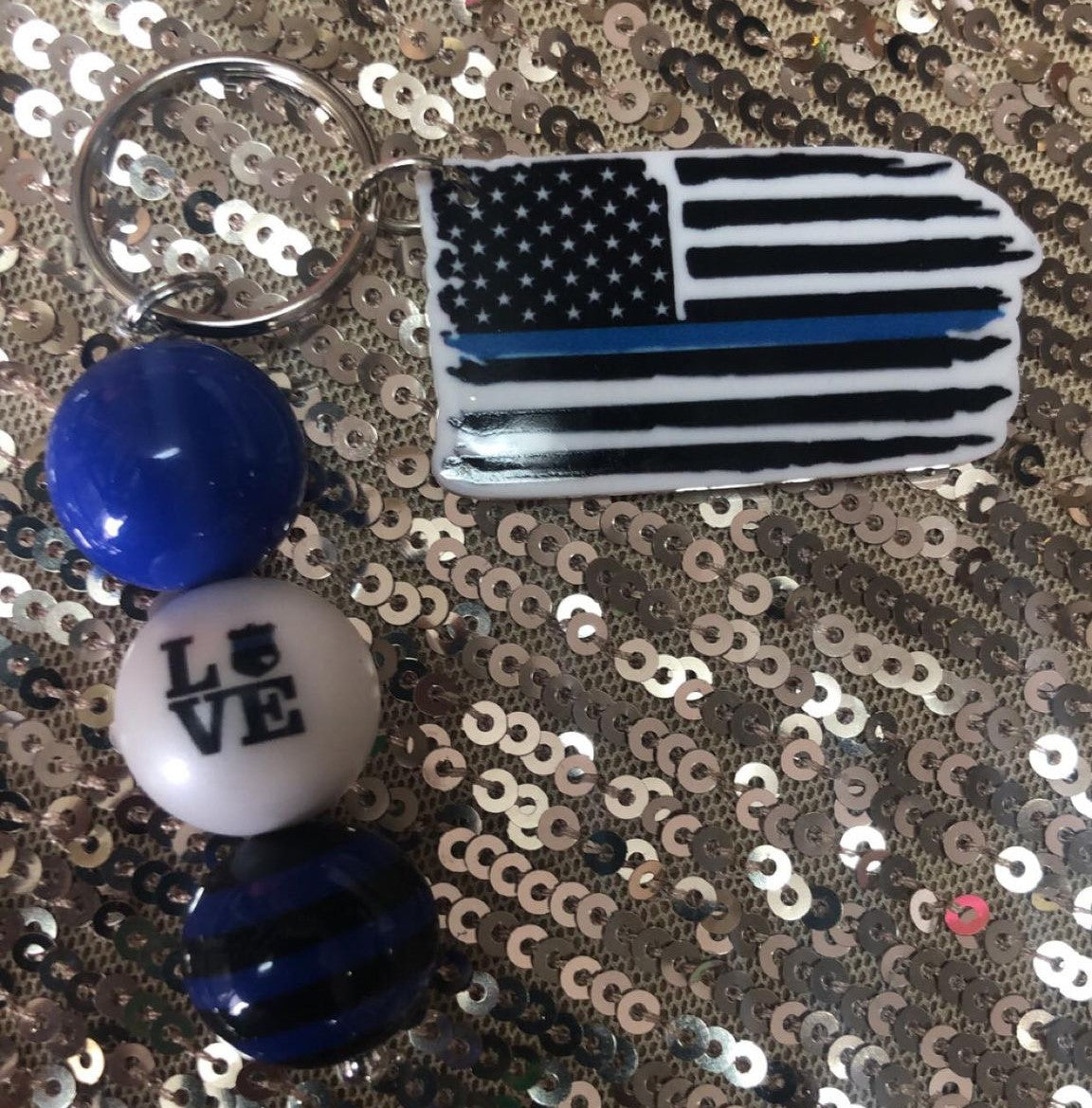 Thin Blue Line Keychain