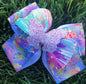 Purple Butterfly Sequins Bow with Butterfly Center