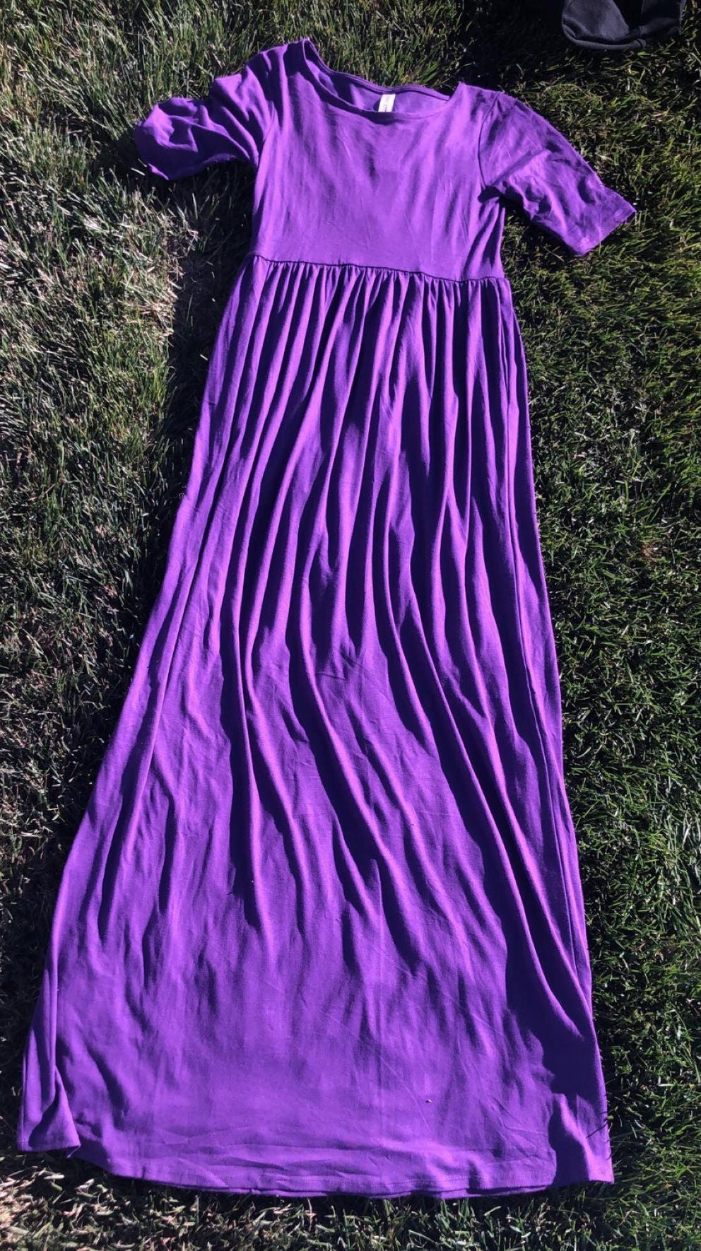 Shoulder Sleeve Maxi Dress Purple Modest Casual Dress for Women-Size SM