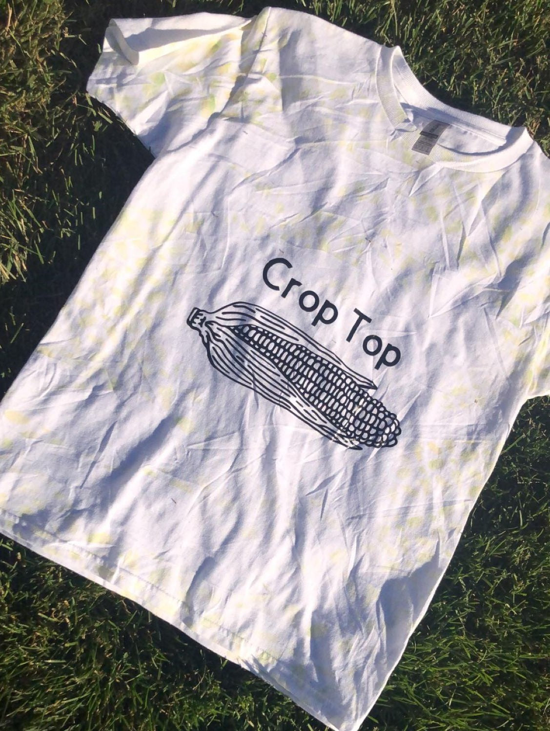 Corn Crop Top Crew Neck T-Shirt Size L