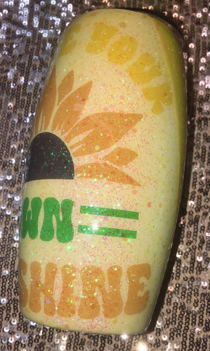 Create Your Own Sunshine Sunflower Cow -Yellow Glitter Resin Tumbler