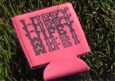 Pink and White Beer Koozie