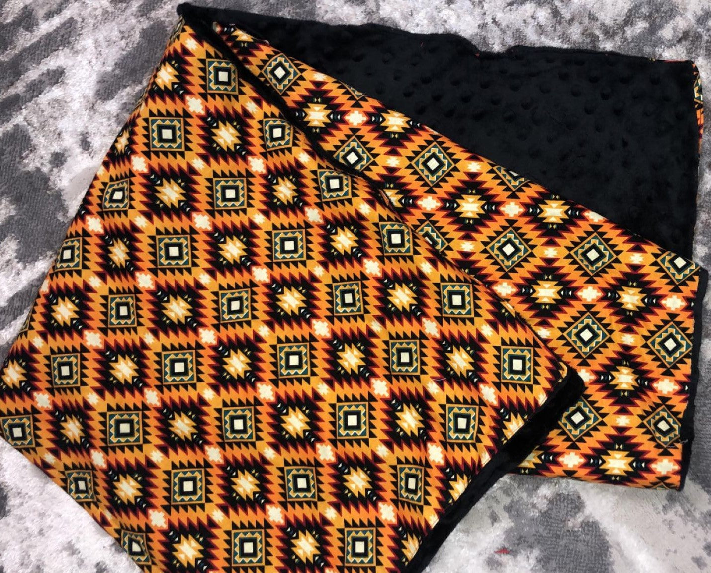 Aztec Blanket with Black Minky