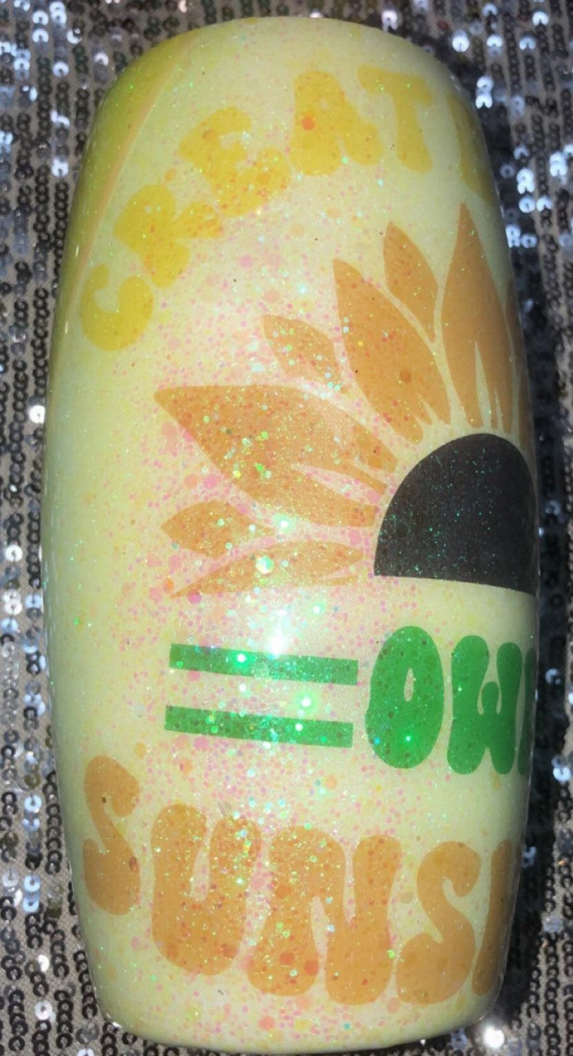 Create Your Own Sunshine Sunflower Cow -Yellow Glitter Resin Tumbler