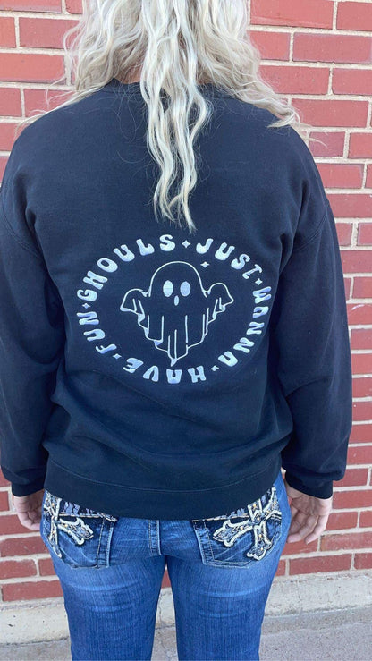 GHOULS JUST WANNA HAVE FUN-GHOST Embroidered Sweater